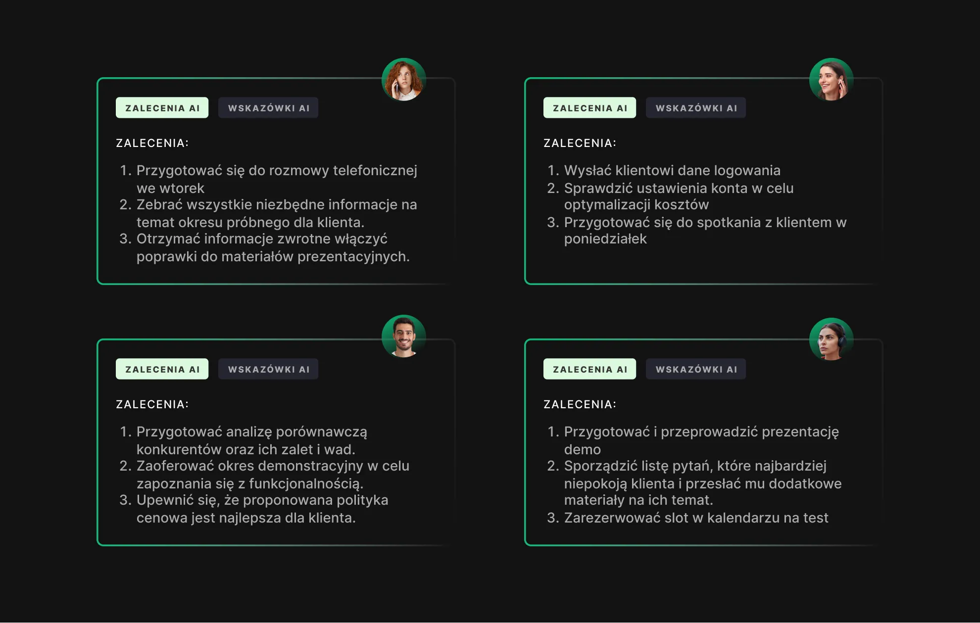 Rekomendacje rozmów oparte na sztucznej inteligencji